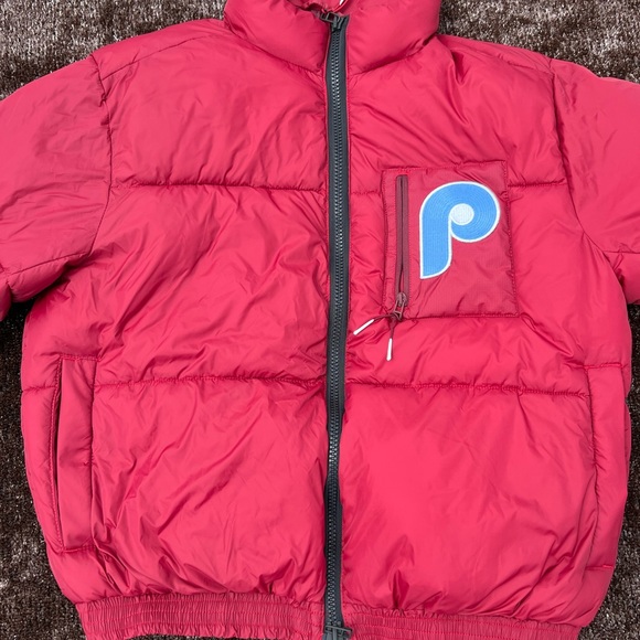 Unisex Adult Oversized Foot Locker Puffer x Phillies Patch Custom Baby Blue Pink - Picture 9 of 13